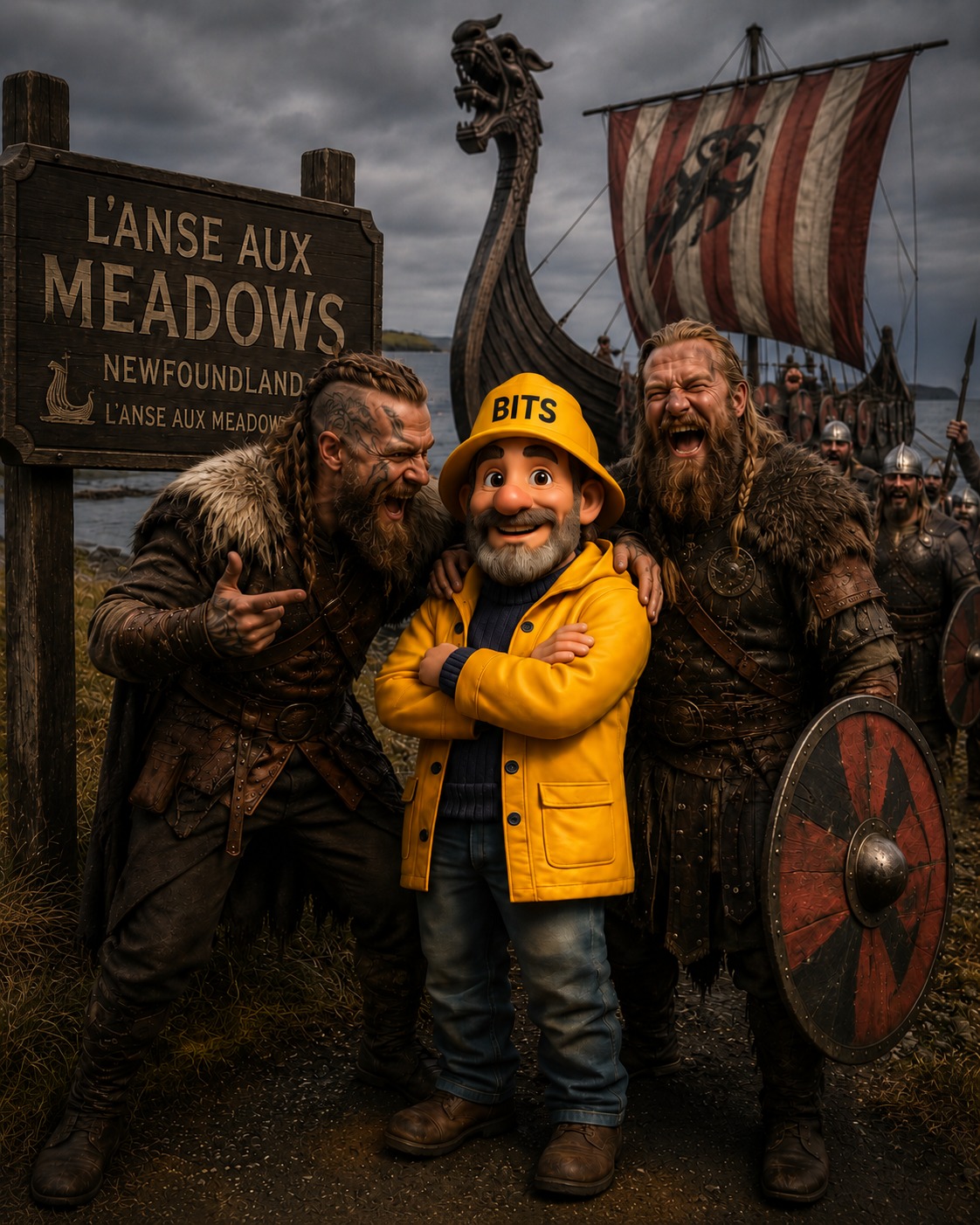 The BITS skipper with the Vikings at L'Anse aux Meadows